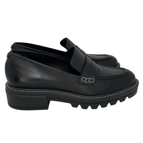 BERNARDO Shoes Chandler Loafer Lug Sole Platform Black Leather Size 6 - Picture 6 of 14